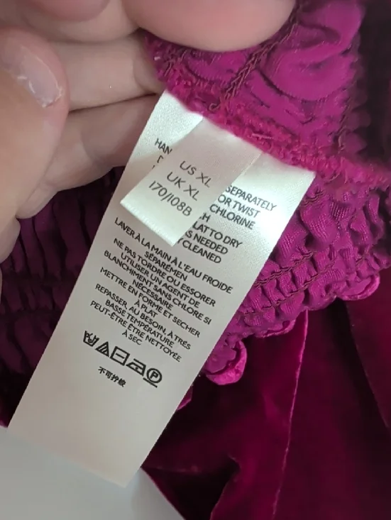 Anthropologie Velvet Smocked Long-Sleeve Top - Magenta - Picture 5 of 6